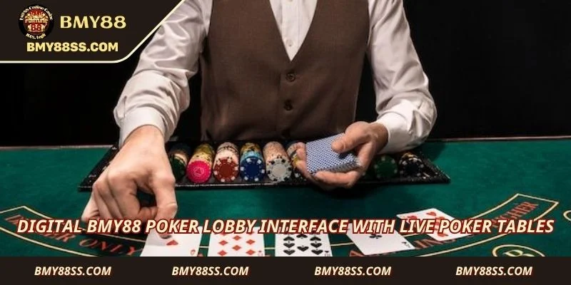 Digital Bmy88 poker lobby interface with live poker tables