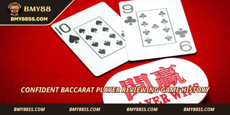 Confident baccarat player reviewing game history