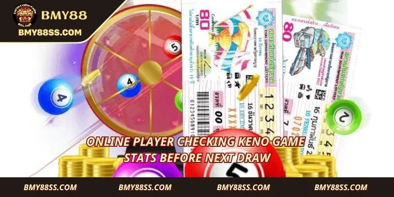 Online player checking keno game stats before next draw