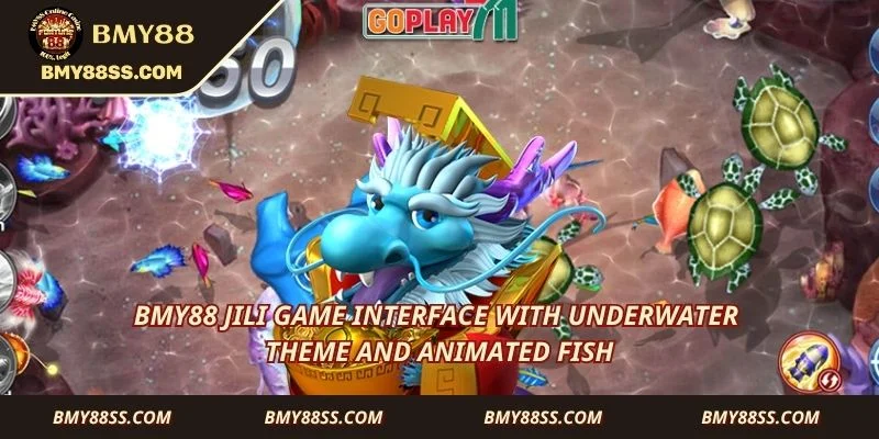 Bmy88 Jili game interface with underwater theme and animated fish