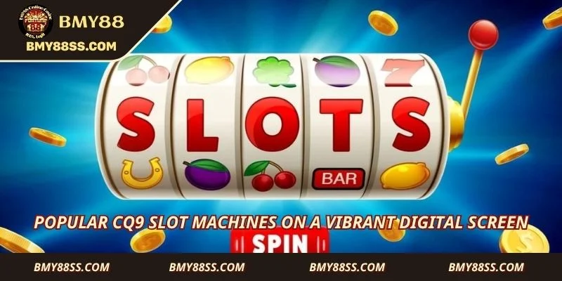 Popular CQ9 slot machines on a vibrant digital screen