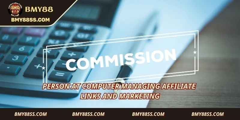 Person at computer managing affiliate links and marketing