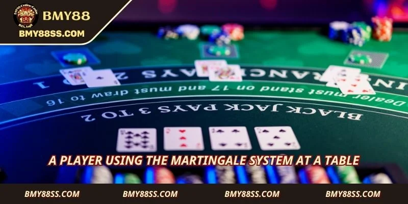 A player using the Martingale system at a table