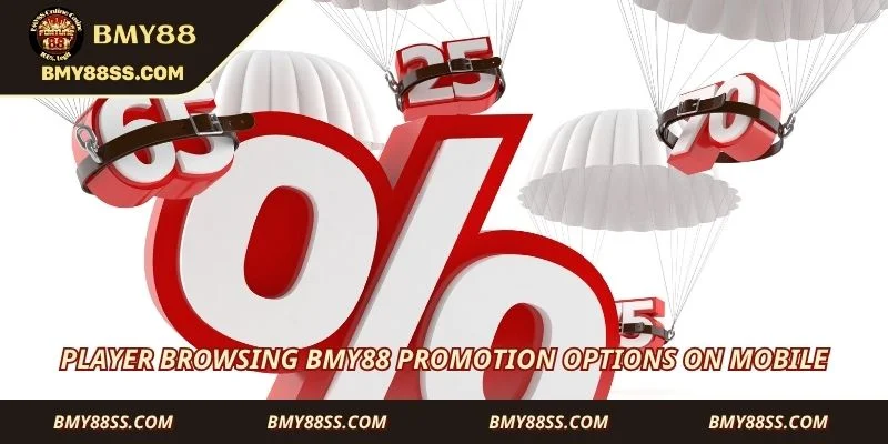 Player browsing Bmy88 promotion options on mobile