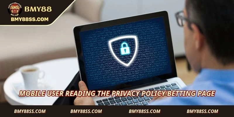 Mobile user reading the privacy policy betting page