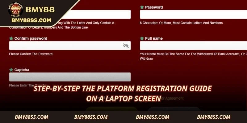 Step-by-step the platform registration guide on a laptop screen